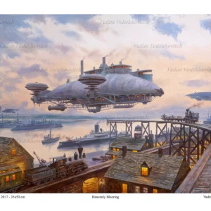 Steampunk Poster Heavenly Mooring by Vadim Voitekhovitch