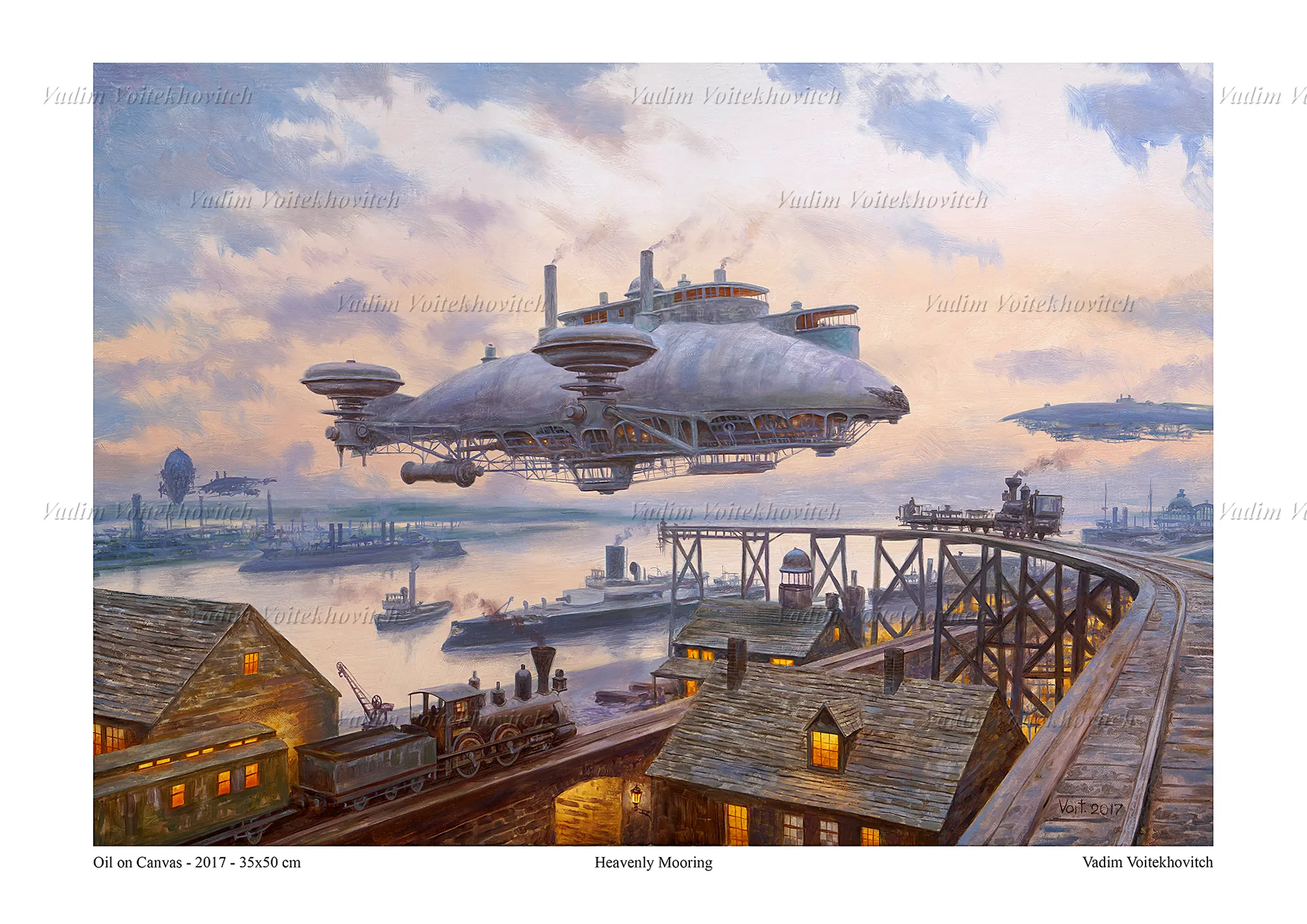 Steampunk Poster Heavenly Mooring by Vadim Voitekhovitch