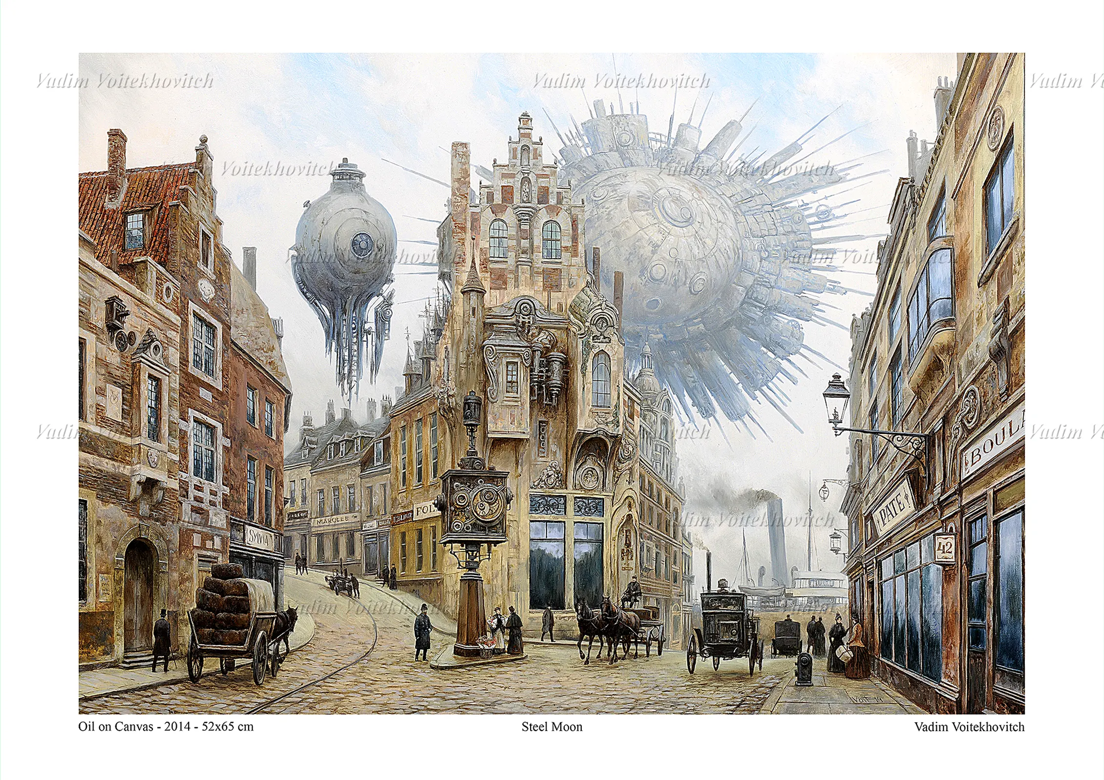 Steampunk Poster Steel Moon by Vadim Voitekhovitch