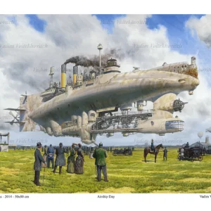 Steampunk Poster Airship Day by Vadim Voitekhovitch